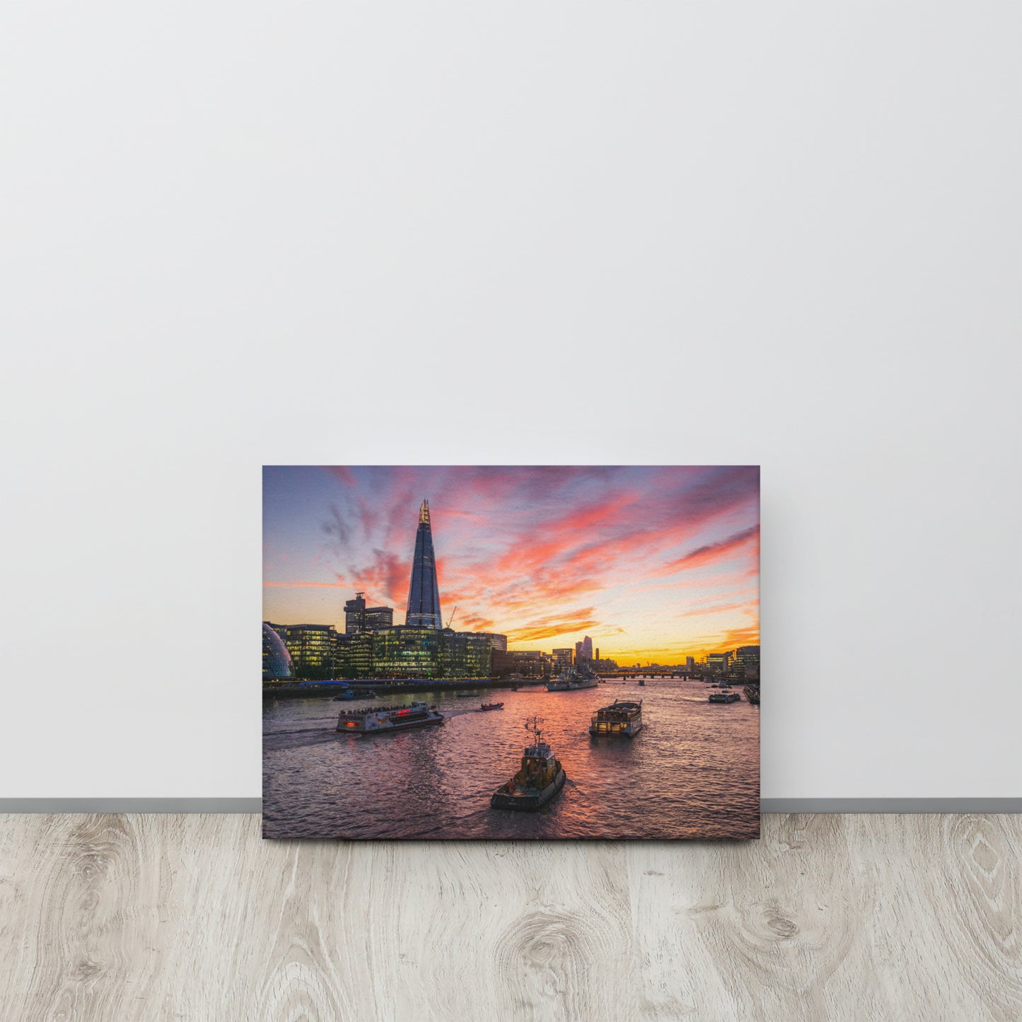 The Shard & Thames at Sunset Canvas Print Size: 12″×16″