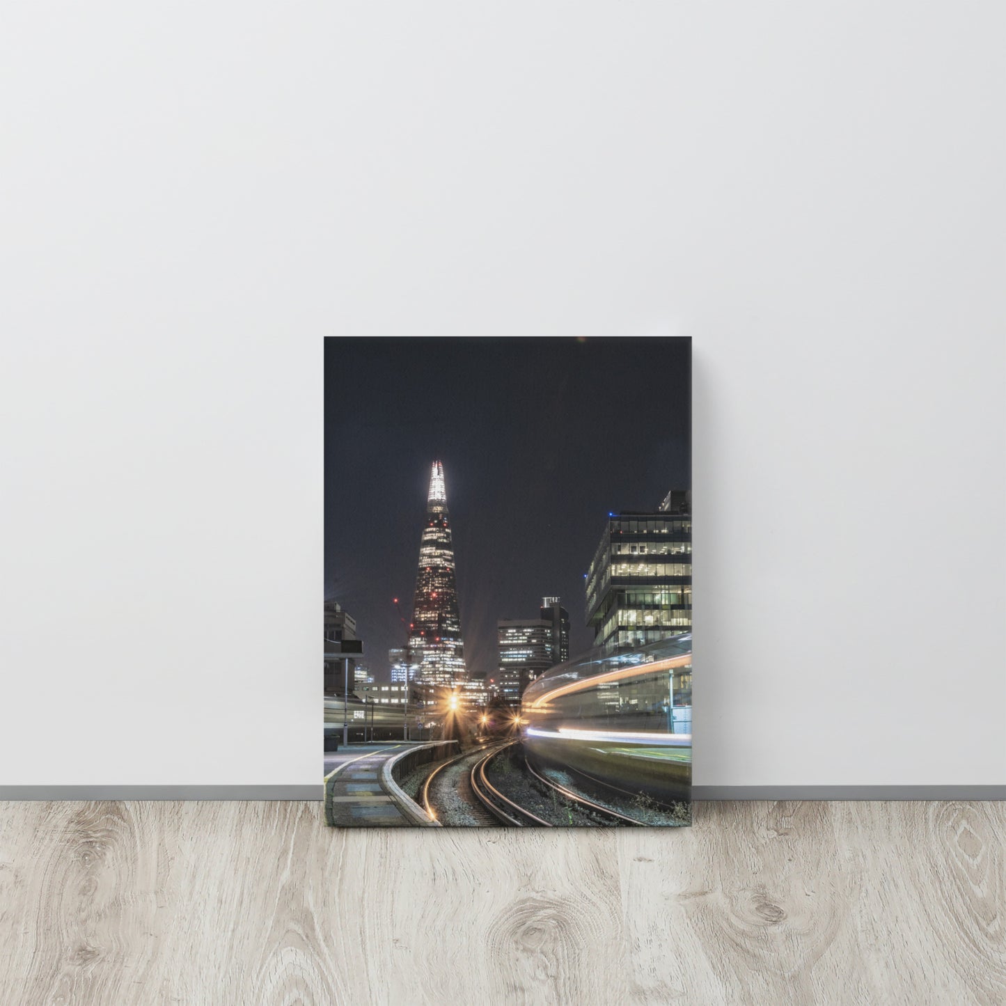 The Shard & Train from Waterloo East Canvas Print Size: 12″×16″