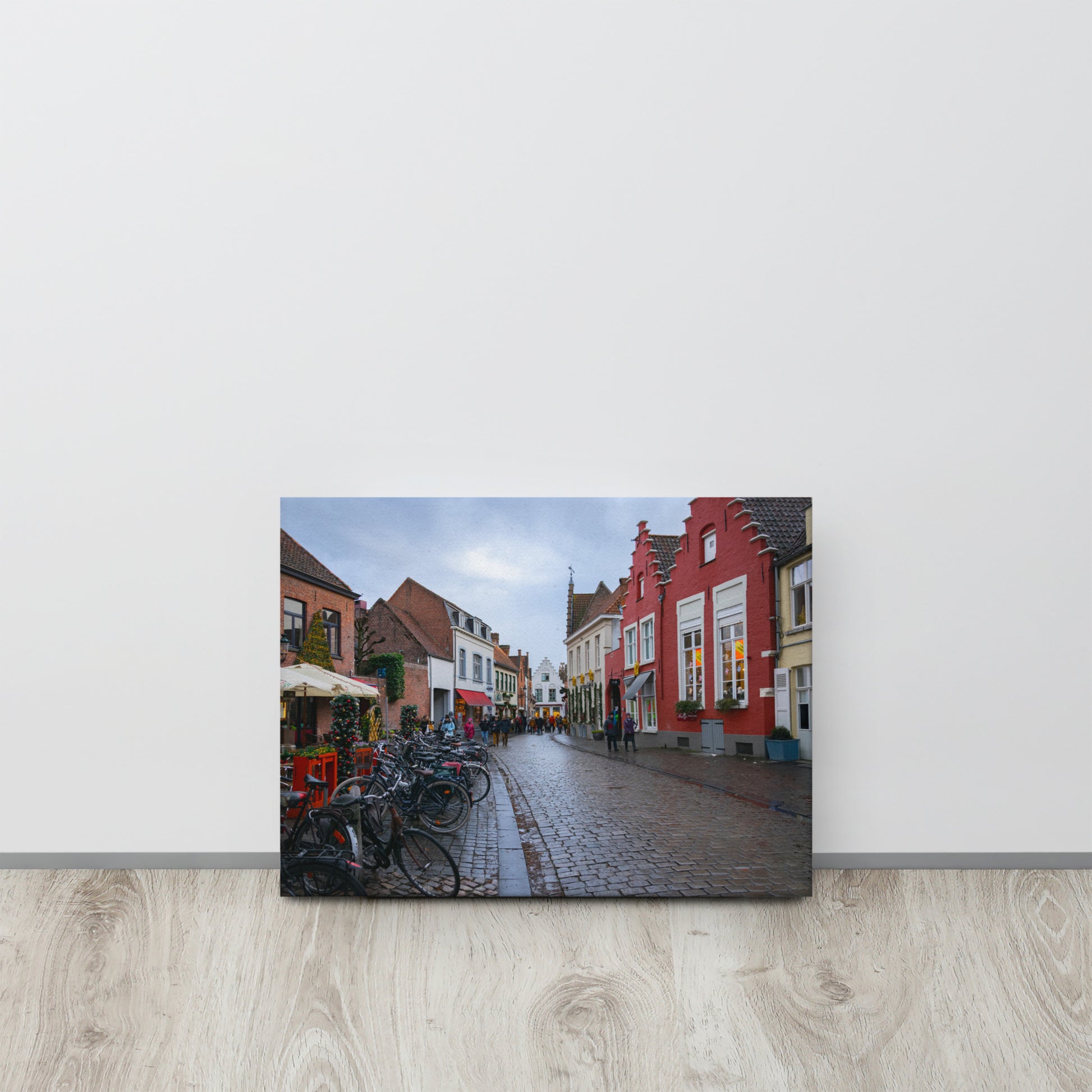 Christmas Street in Bruges Canvas Print Size: 12″×16″