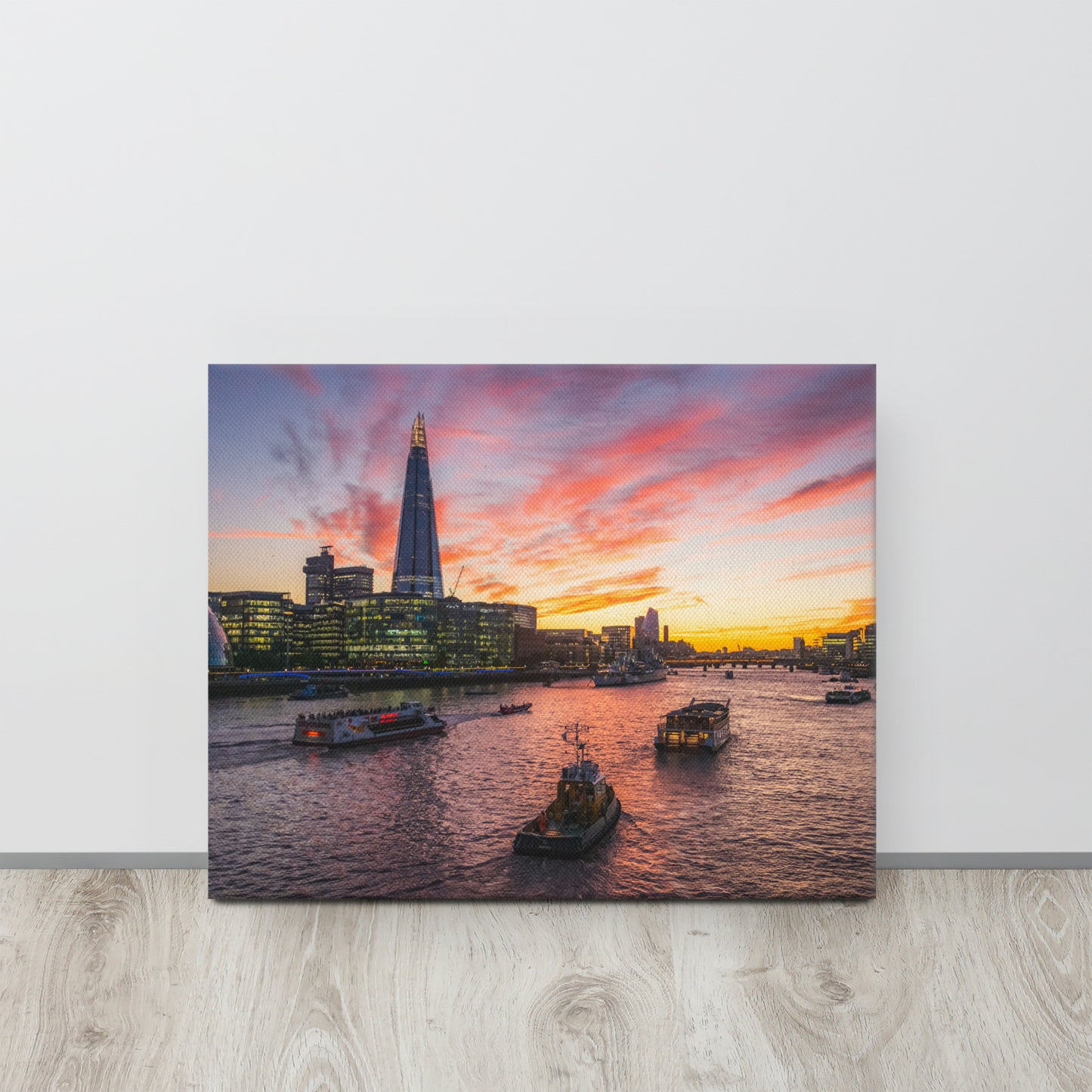 The Shard & Thames at Sunset Canvas Print Size: 16″×20″