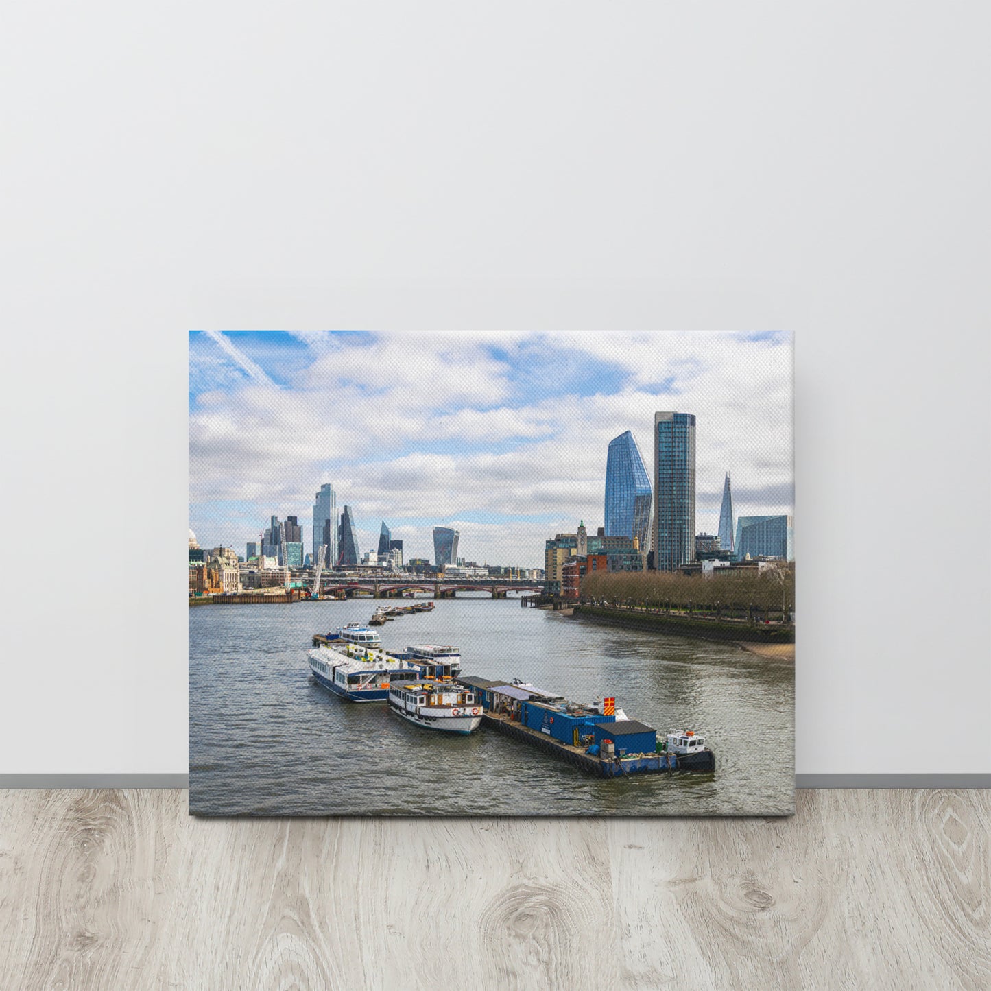 London Skyline & Thames River View Canvas Print Size: 16″×20″