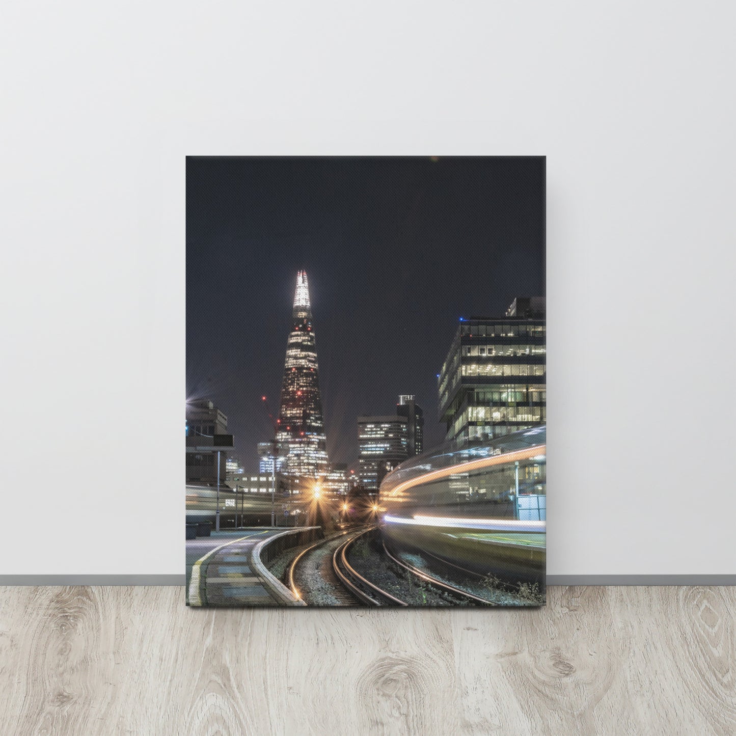 The Shard & Train from Waterloo East Canvas Print Size: 16″×20″