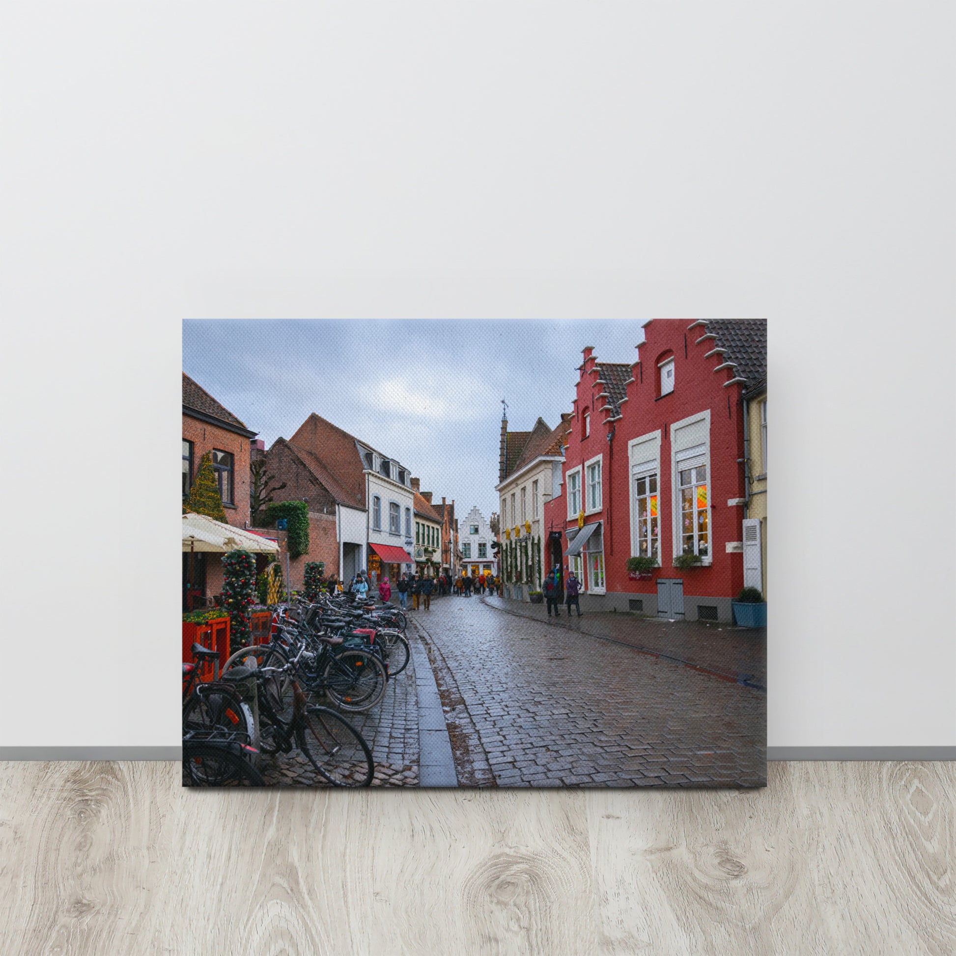 Christmas Street in Bruges Canvas Print Size: 16″×20″