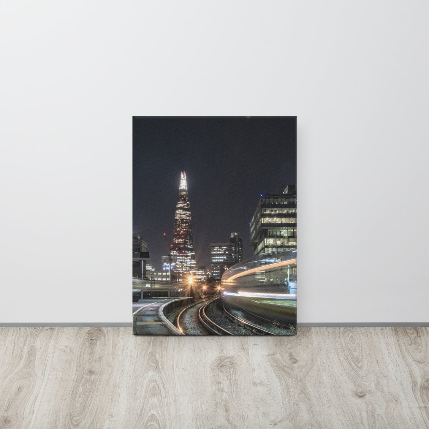The Shard & Train from Waterloo East Canvas Print Size: 18″×24″