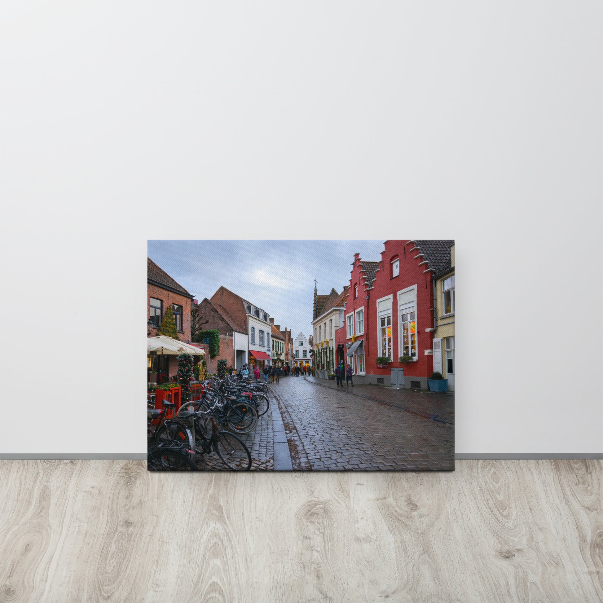 Christmas Street in Bruges Canvas Print Size: 18″×24″