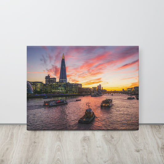 The Shard & Thames at Sunset Canvas Print Size: 24″×32″