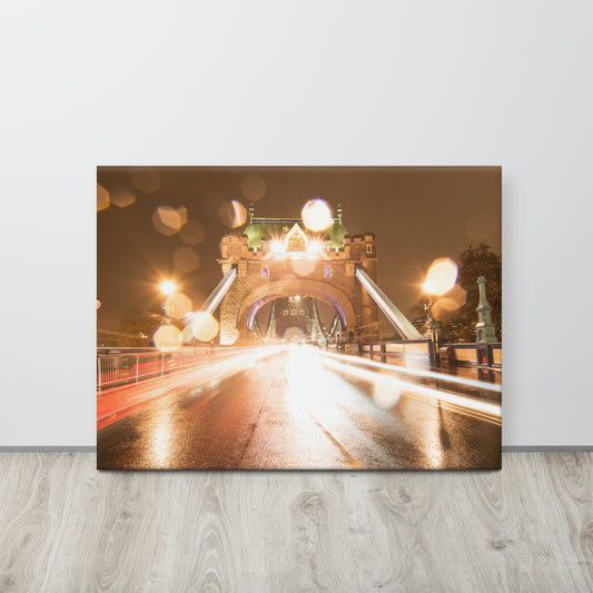 Tower Bridge Light Trails Canvas Print Size: 24″×32″