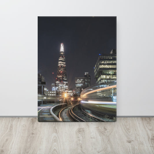The Shard & Train from Waterloo East Canvas Print Size: 24″×32″