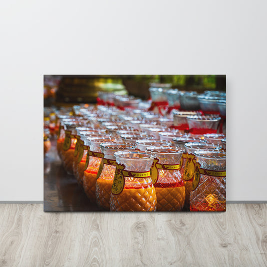 Bhuddist Prayer Candles Canvas Print Size: 24″×32″