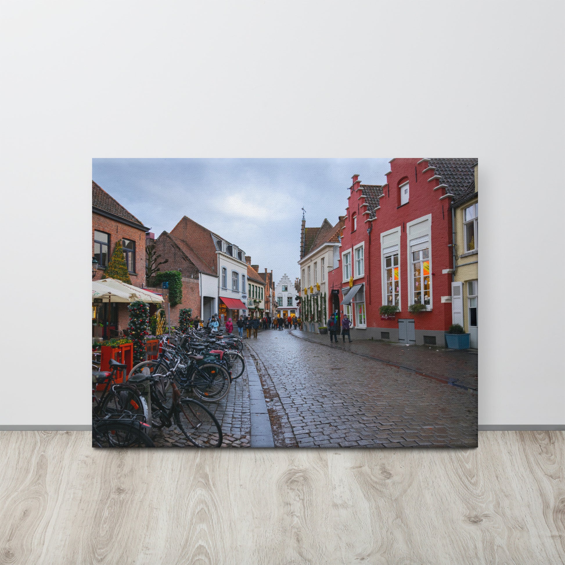 Christmas Street in Bruges Canvas Print Size: 24″×32″