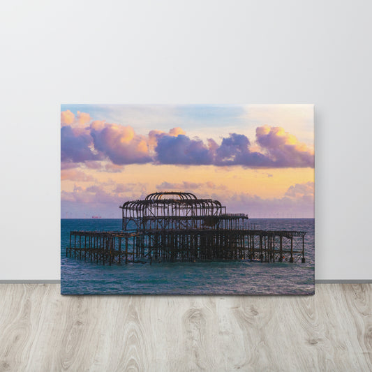 Brighton West Pier Sunset Canvas Print Size: 24″×32″