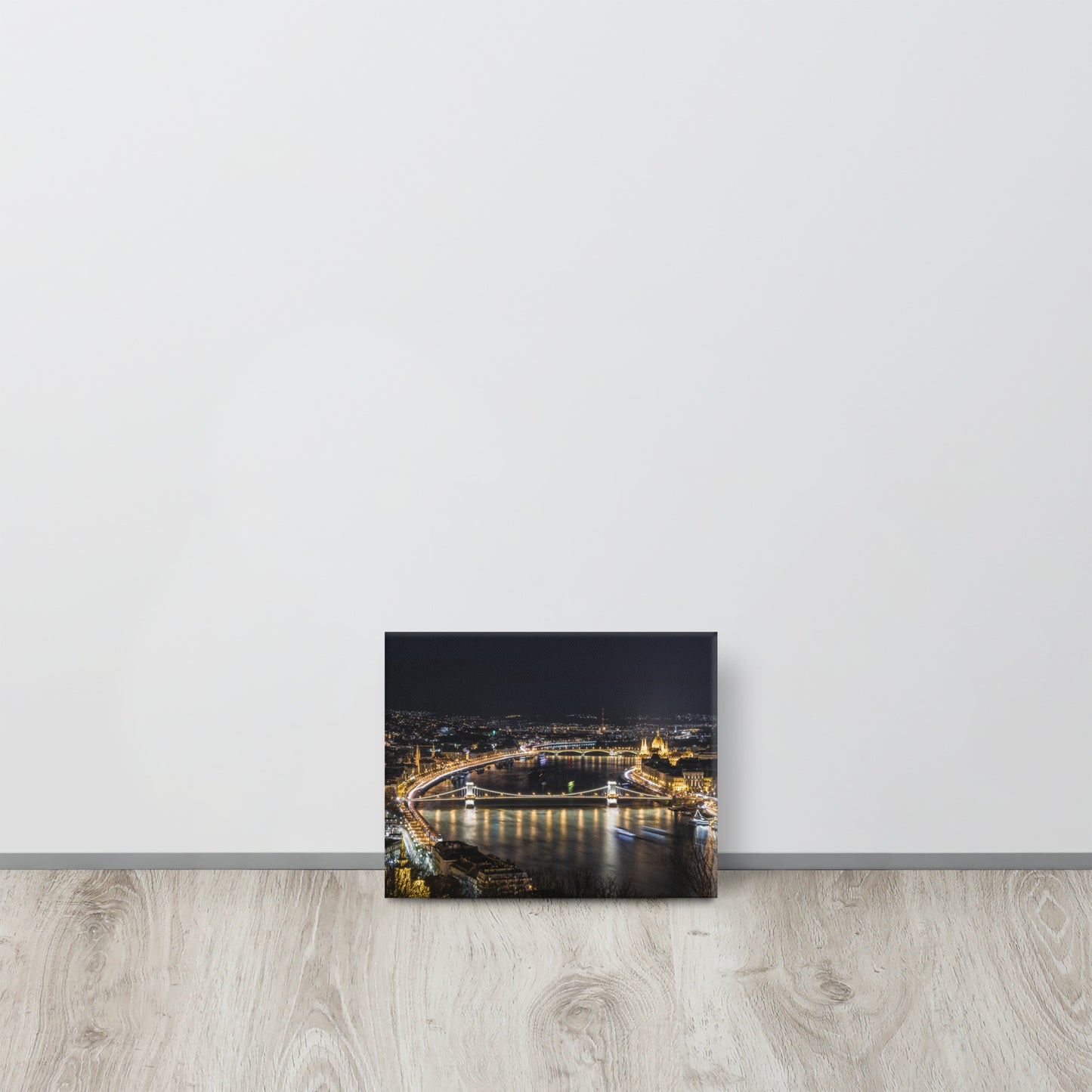 Budapest Chain Bridge Night Canvas Print Size: 8″×10″