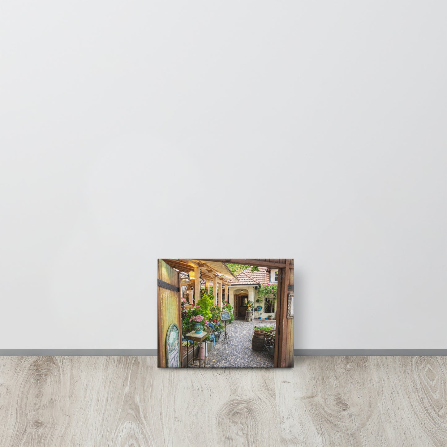 Romantic Garden Café Courtyard Canvas Print Size: 8″×10″