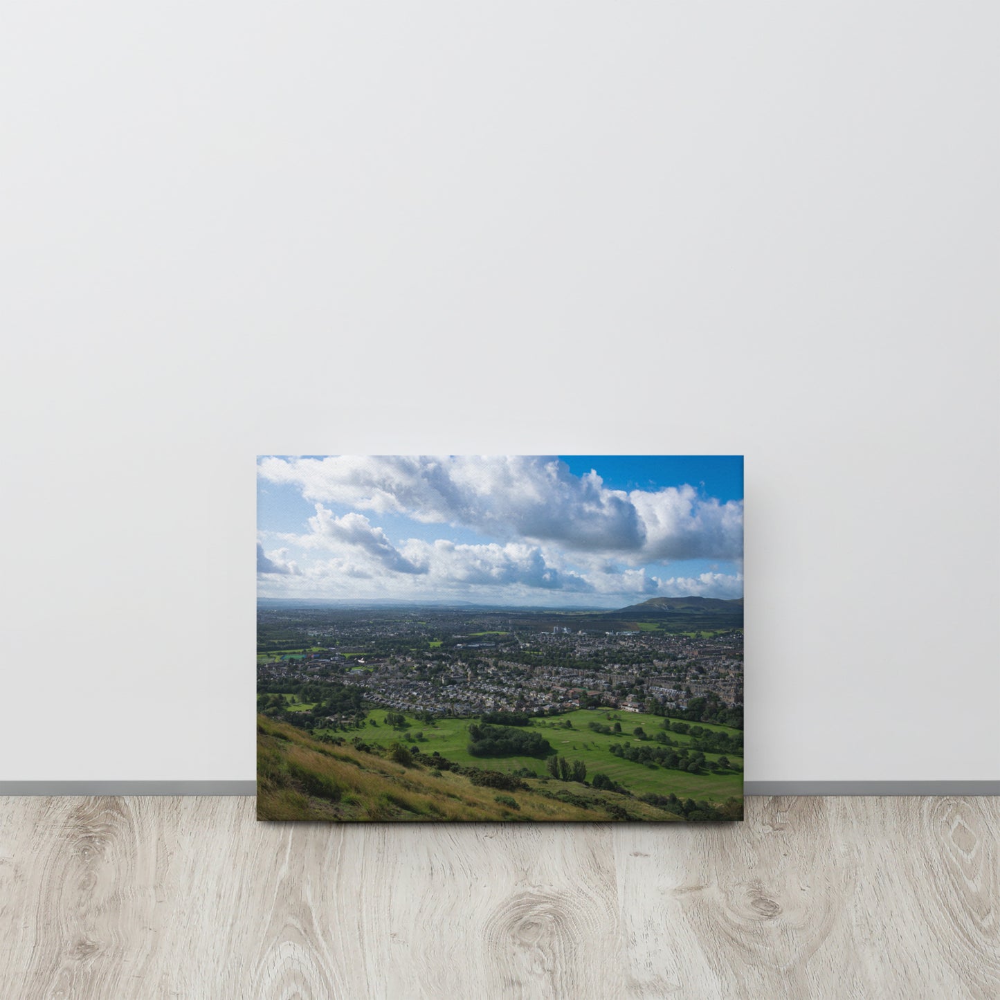 Green Fields & Edinburgh Skyline Canvas Print Size: 12″×16″