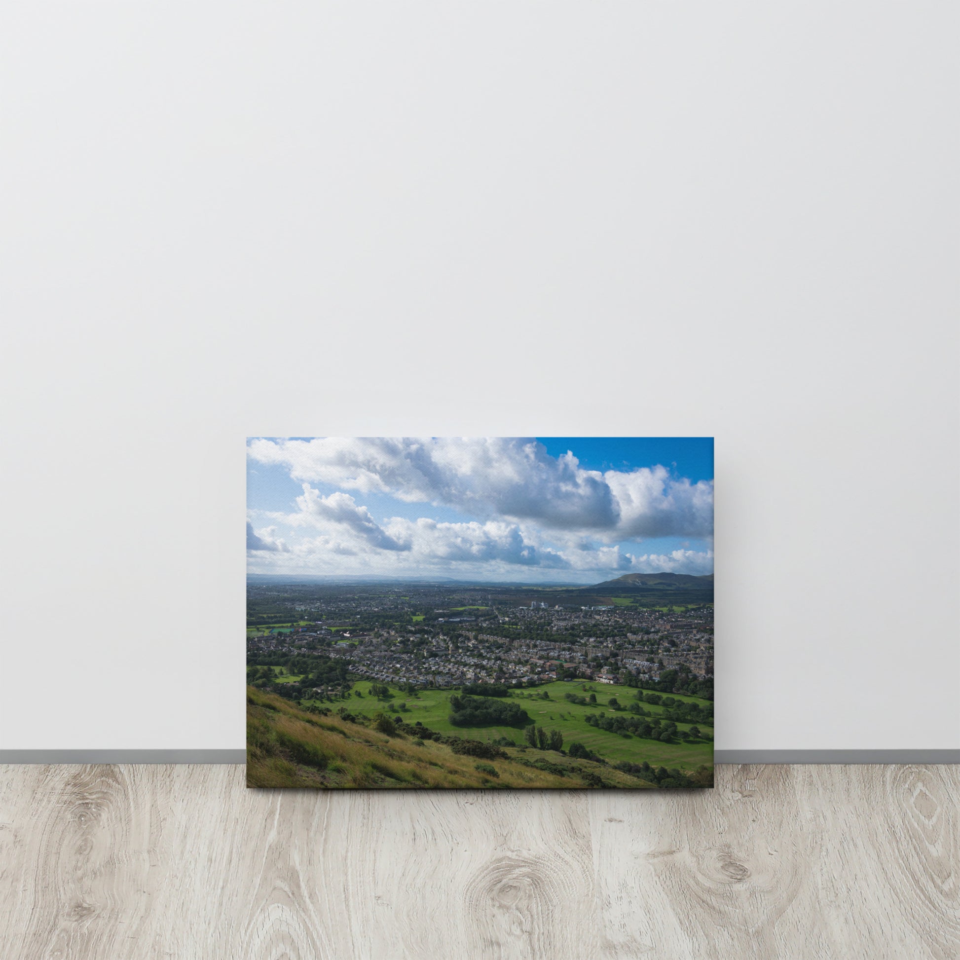 Green Fields & Edinburgh Skyline Canvas Print Size: 12″×16″