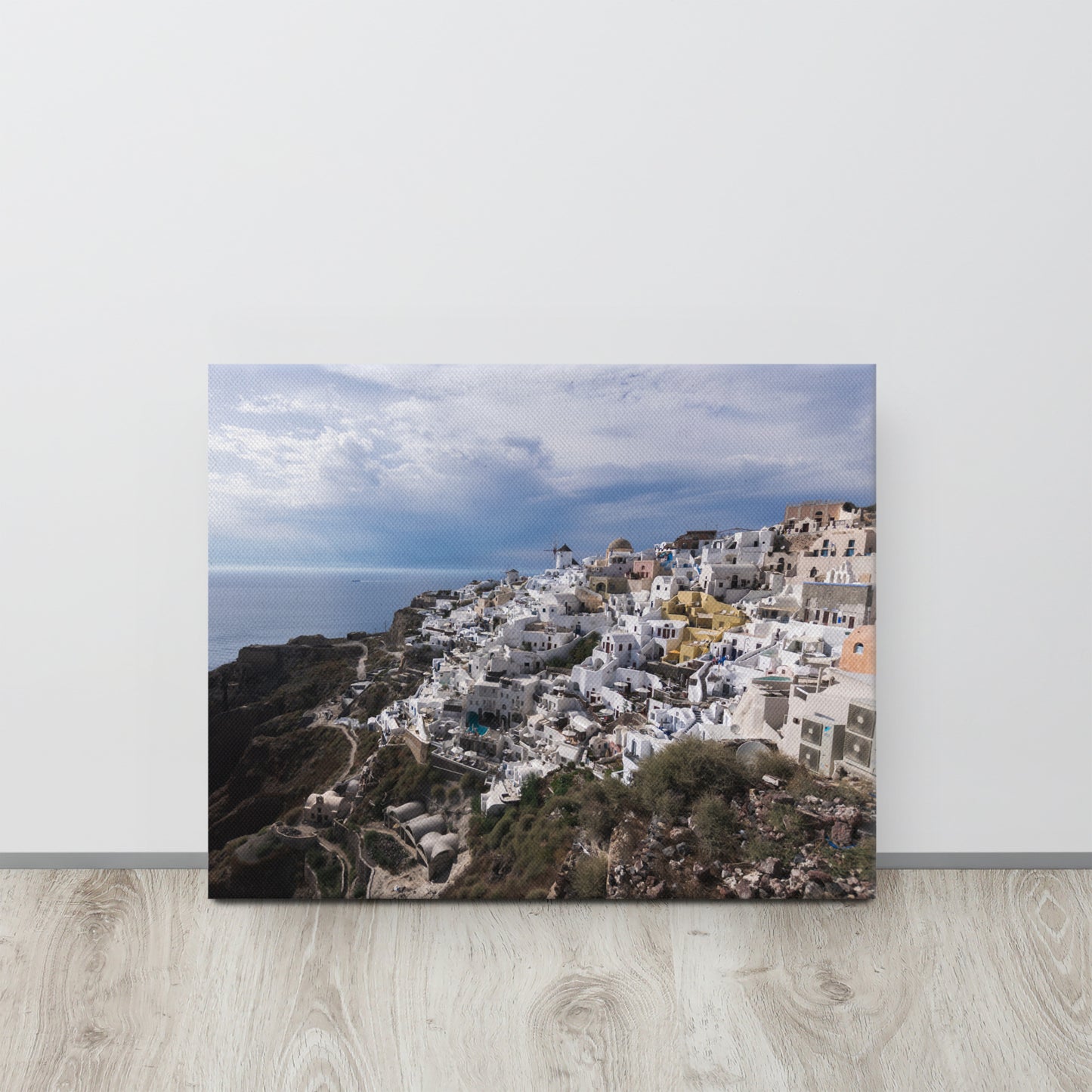 Santorini Cliffside Village View Canvas Print Size: 16″×20″