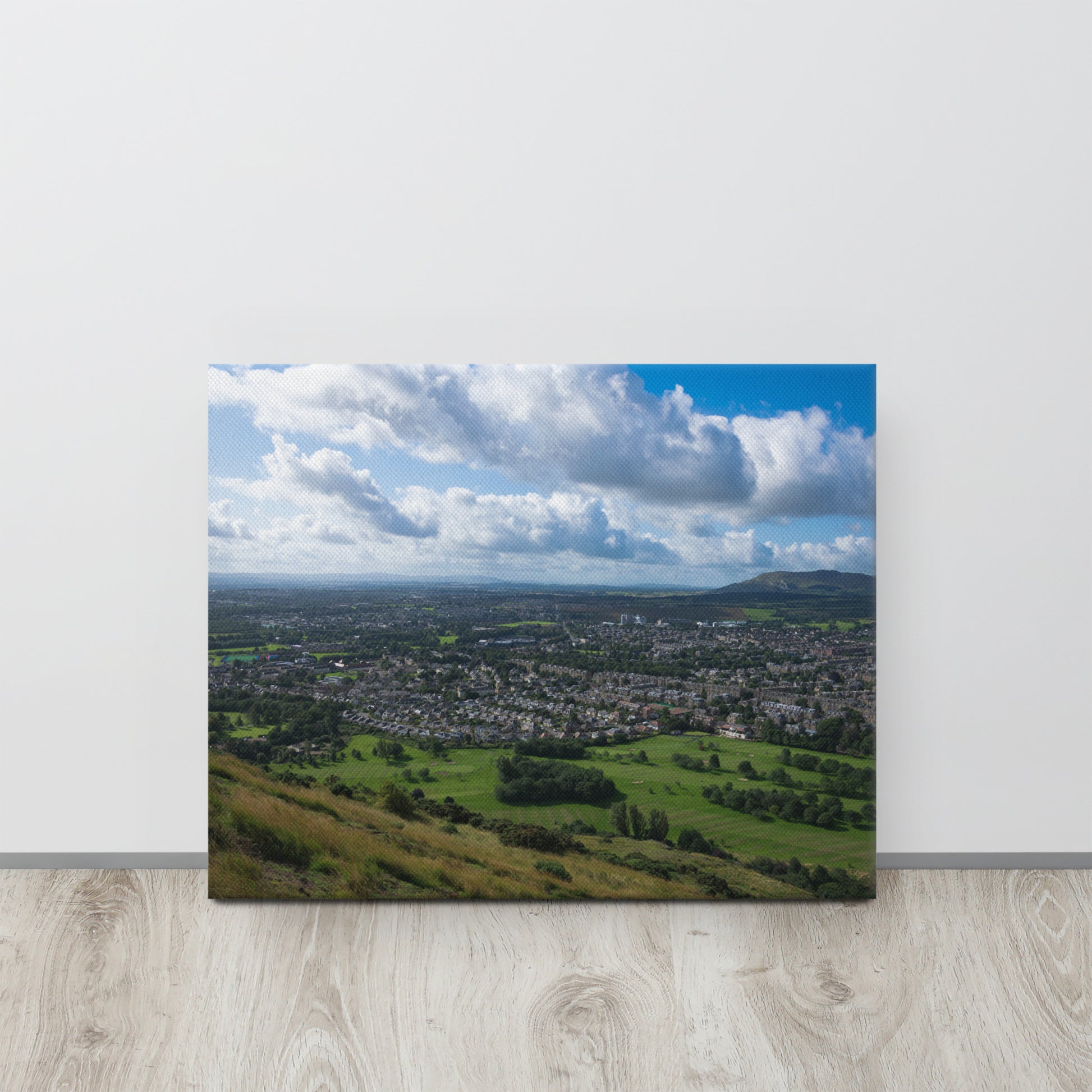 Green Fields & Edinburgh Skyline Canvas Print Size: 16″×20″
