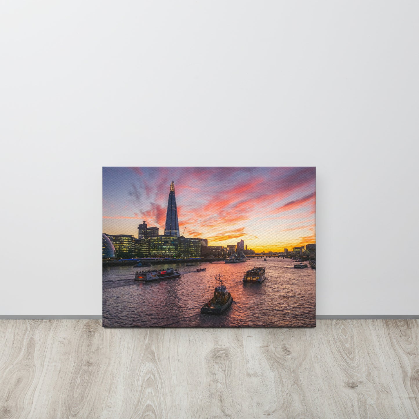 The Shard & Thames at Sunset Canvas Print Size: 18″×24″