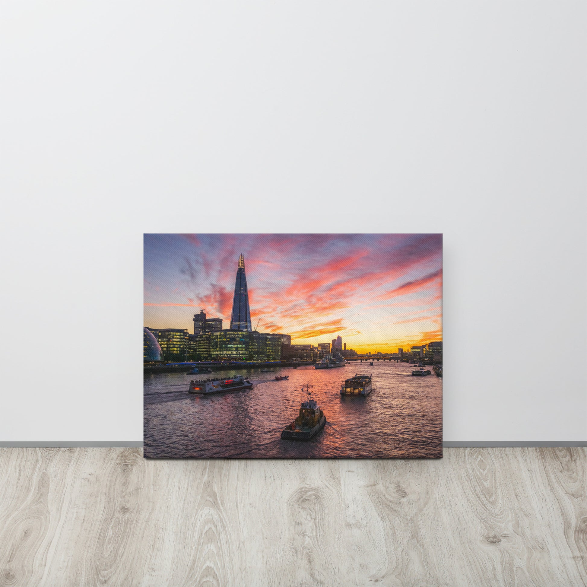 The Shard & Thames at Sunset Canvas Print Size: 18″×24″