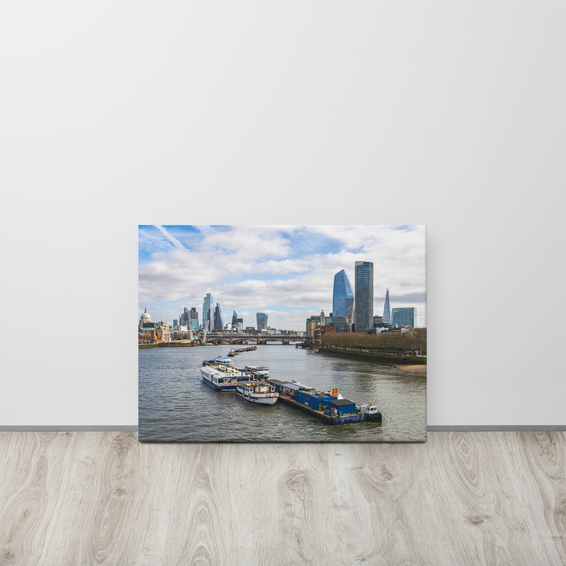 London Skyline & Thames River View Canvas Print Size: 18″×24″
