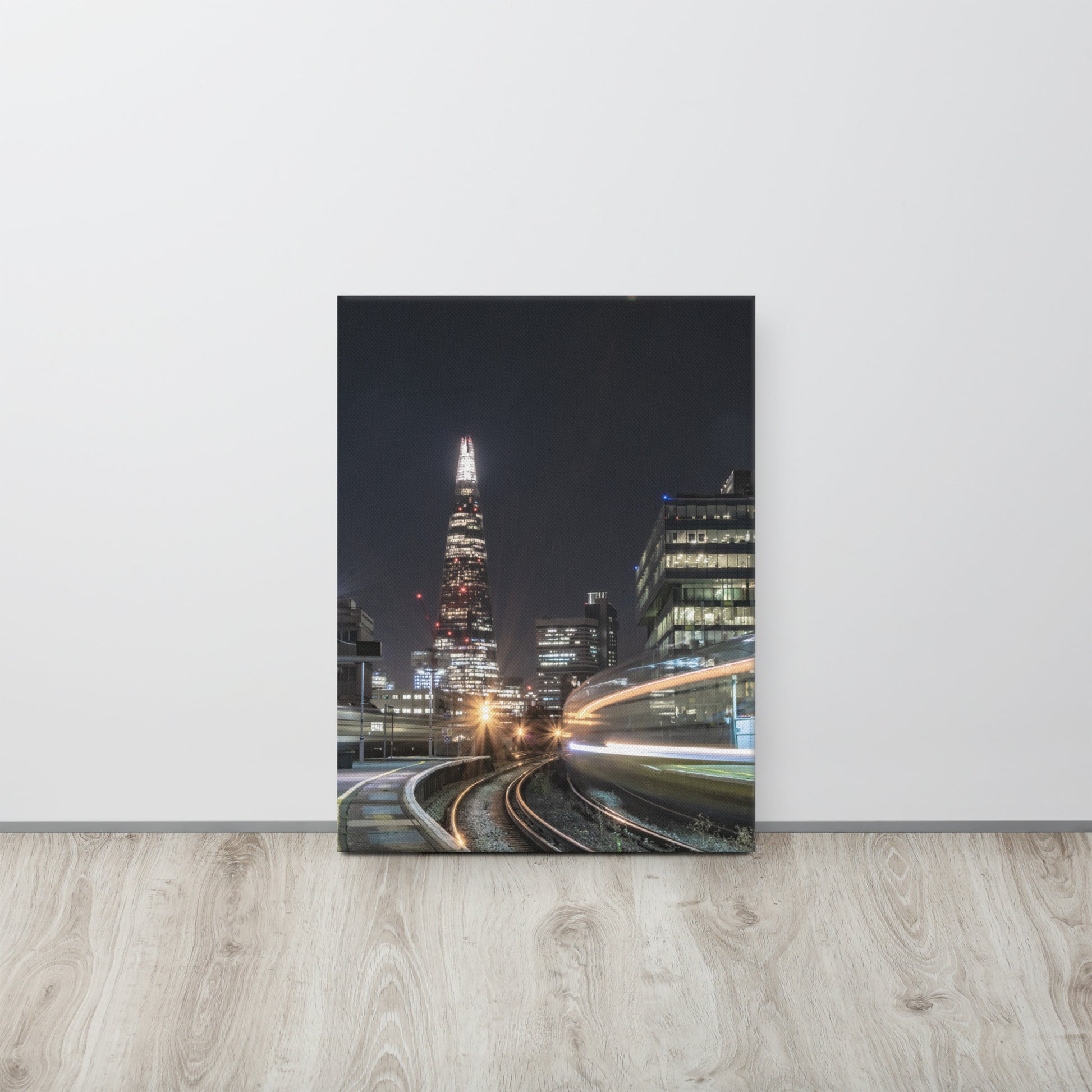 The Shard & Train from Waterloo East Canvas Print Size: 18″×24″