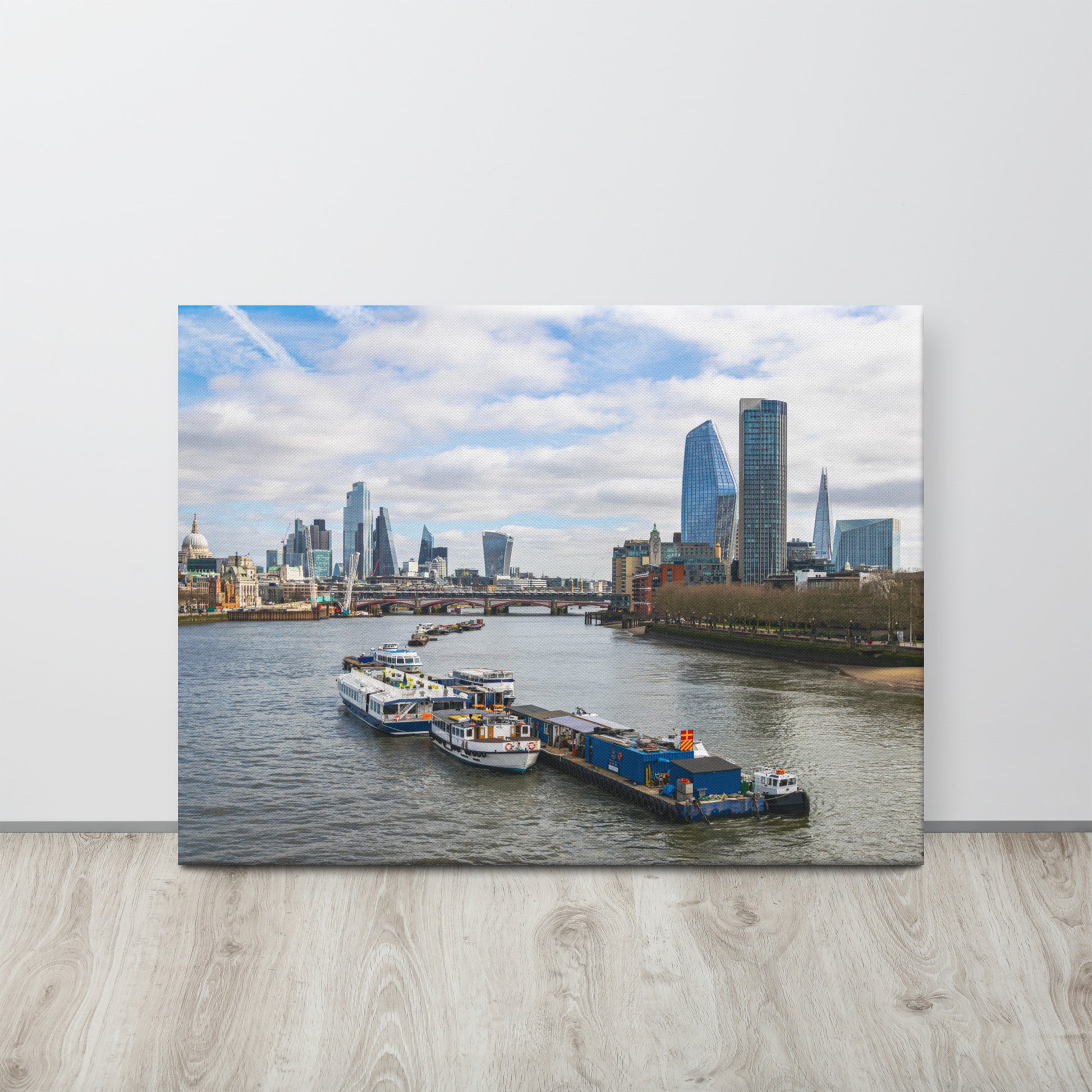 London Skyline & Thames River View Canvas Print Size: 24″×32″