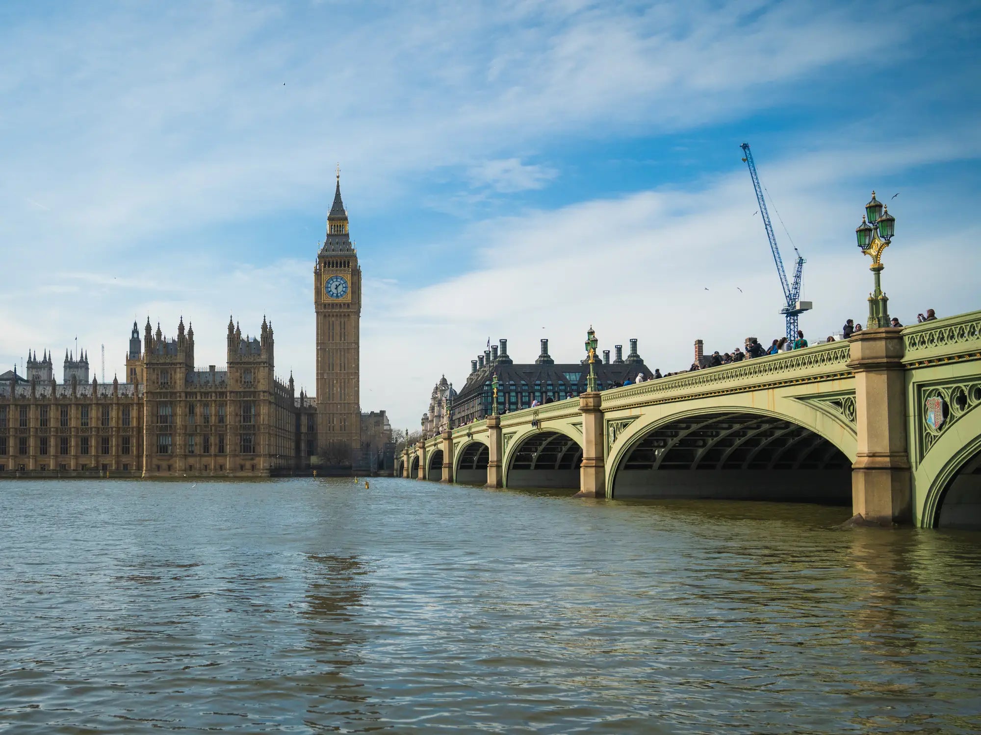 The view across the Thames of Westminster Bridge, Big Ben and the Houses of Parliament - London Canvas